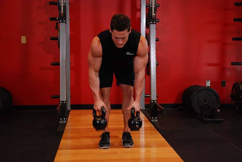 Alternating Kettlebell Row position 1