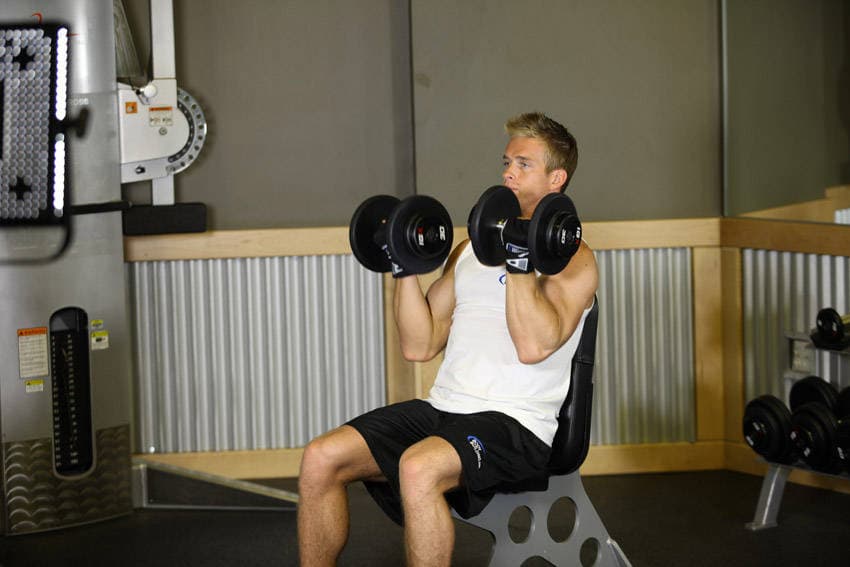 Arnold Dumbbell Press position 1