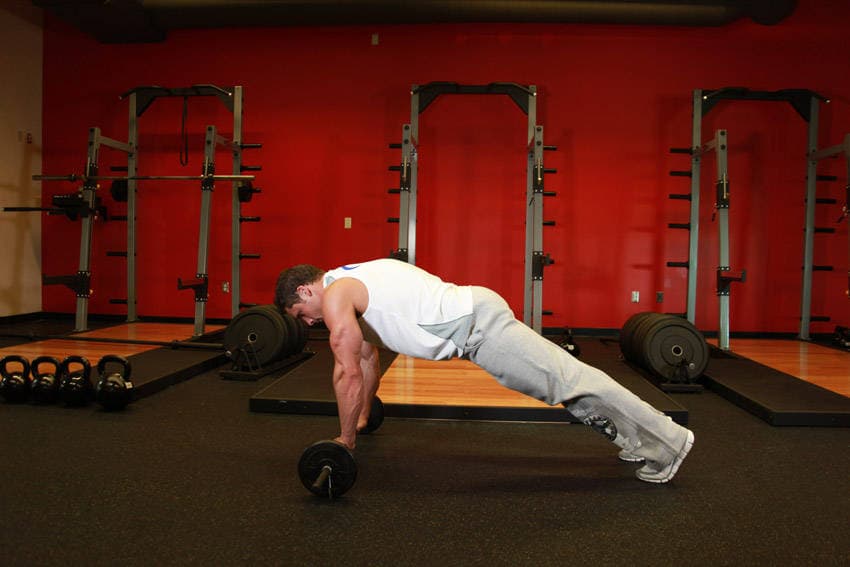 Barbell Ab Rollout position 2