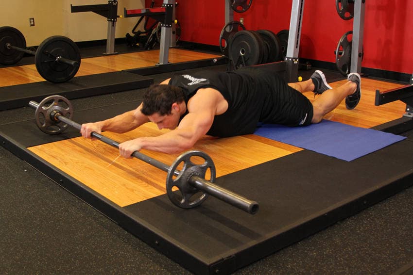 Barbell Ab Rollout - On Knees position 2