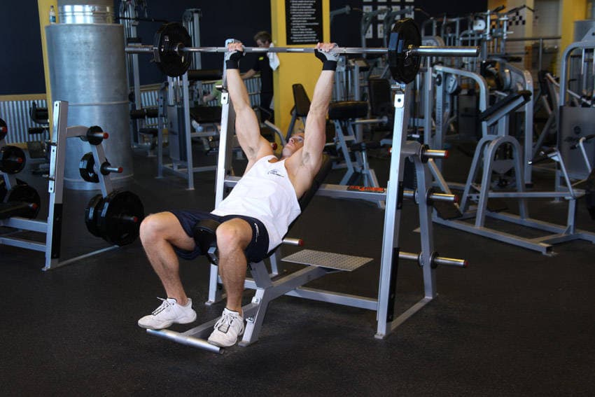 Barbell Incline Shoulder Raise position 2