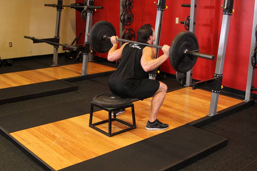 Barbell Squat To A Bench position 2