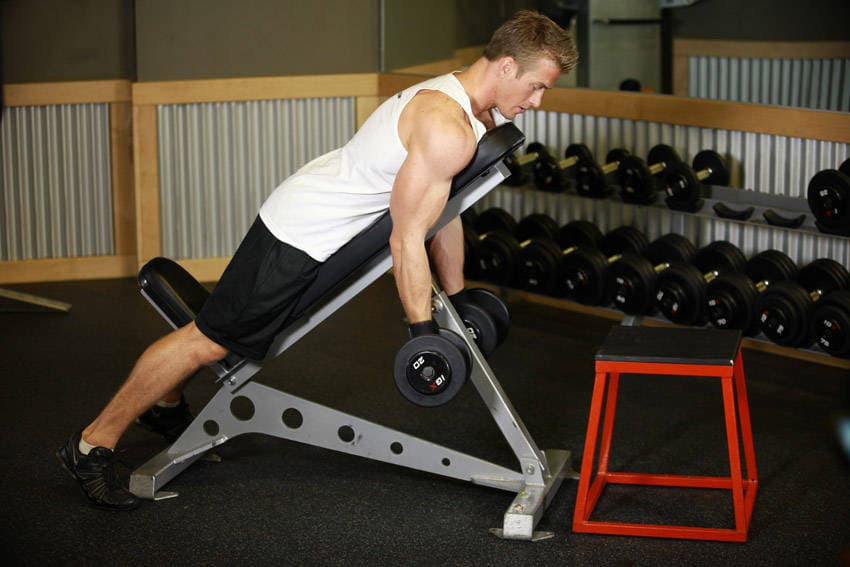 Dumbbell Prone Incline Curl - ending position