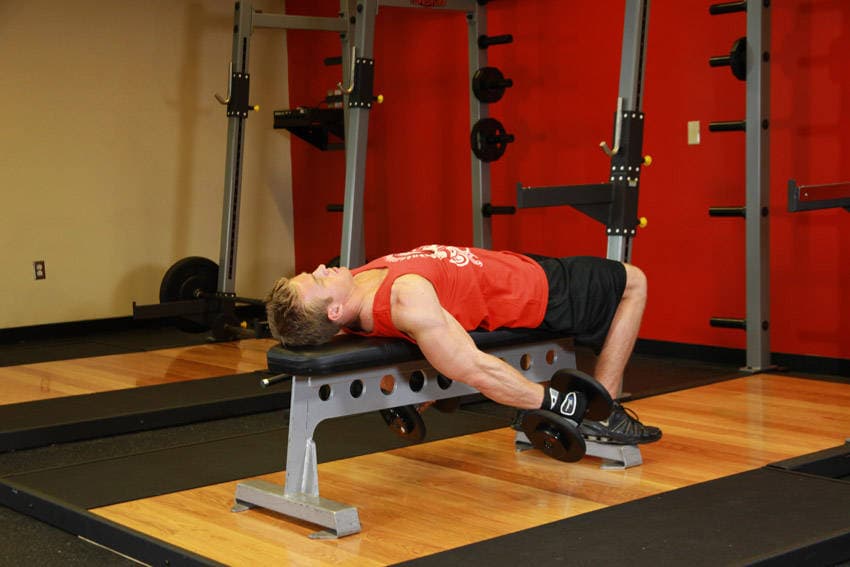 Lying Supine Dumbbell Curl - ending position