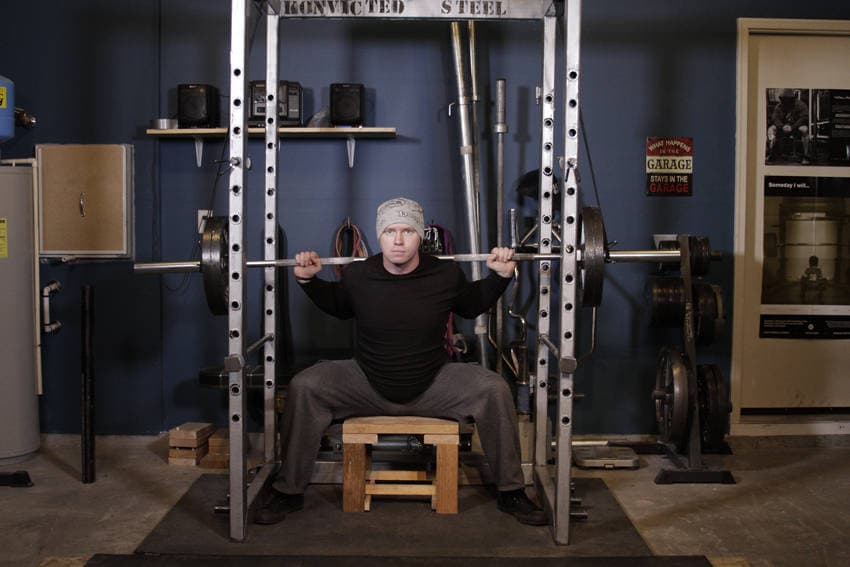 Reverse Band Box Squat - ending position