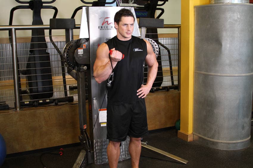Standing One-Arm Cable Curl - ending position