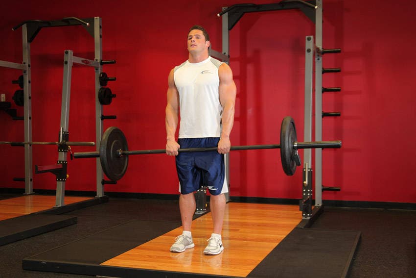 Upright Barbell Row - ending position