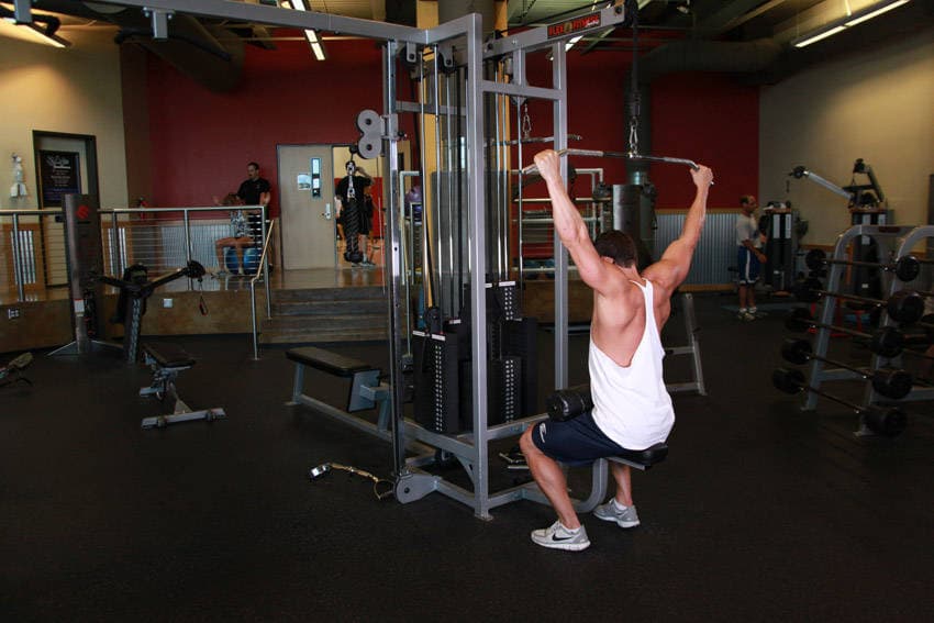 Wide-Grip Pulldown Behind The Neck - ending position