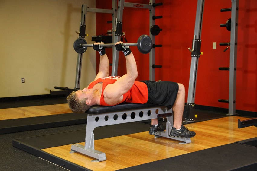 Bent-Arm Barbell Pullover position 2