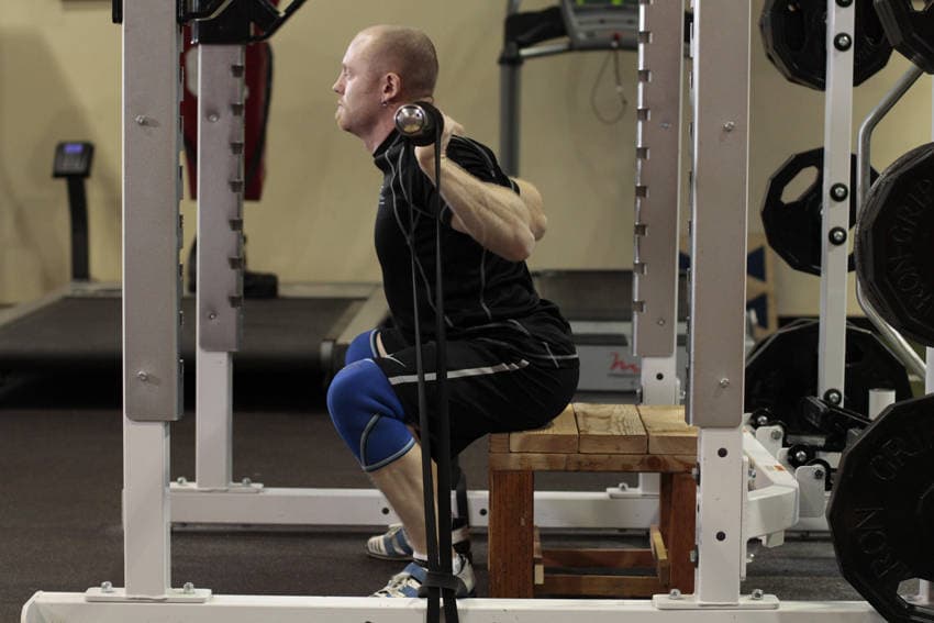 Box Squat with Bands position 2