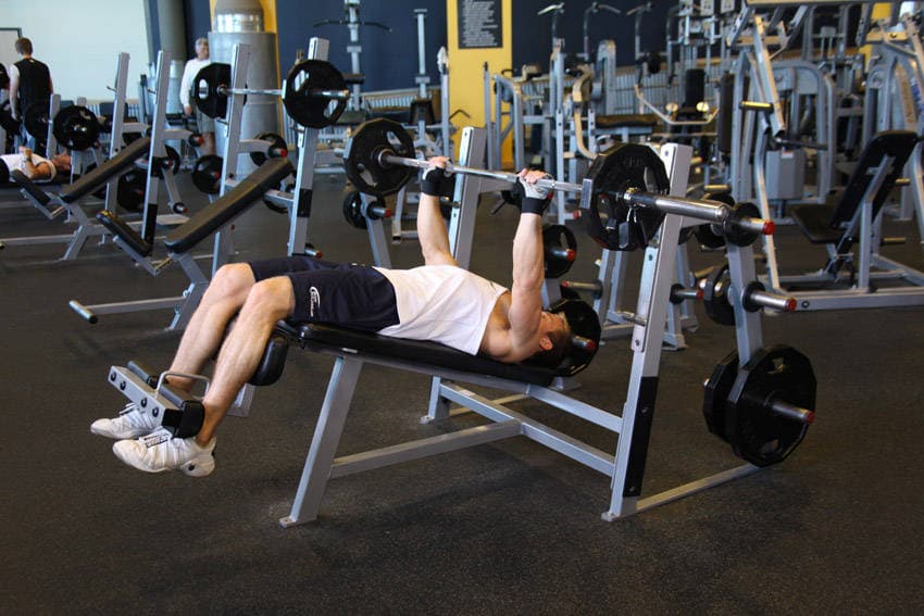 Decline Barbell Bench Press - ending position