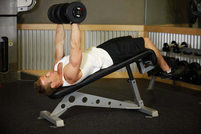 Decline Dumbbell Bench Press - ending position