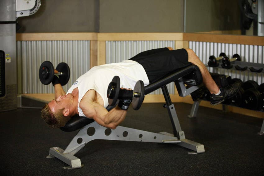 Decline Dumbbell Flyes - ending position