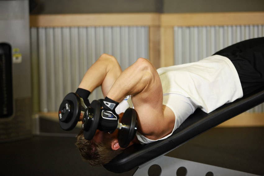 Decline Dumbbell Triceps Extension position 2