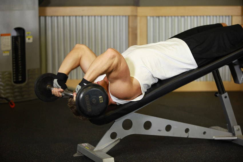 Decline EZ Bar Triceps Extension position 2