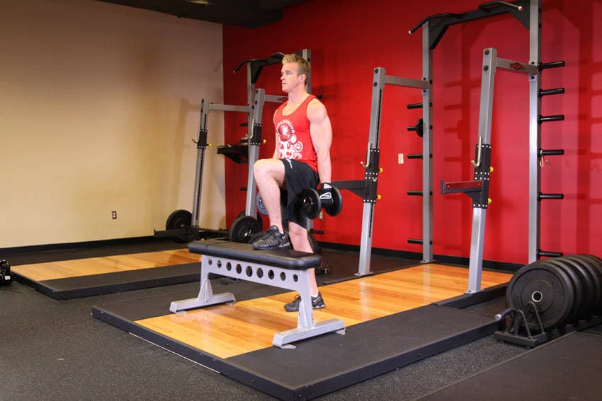 Dumbbell Step Ups position 2