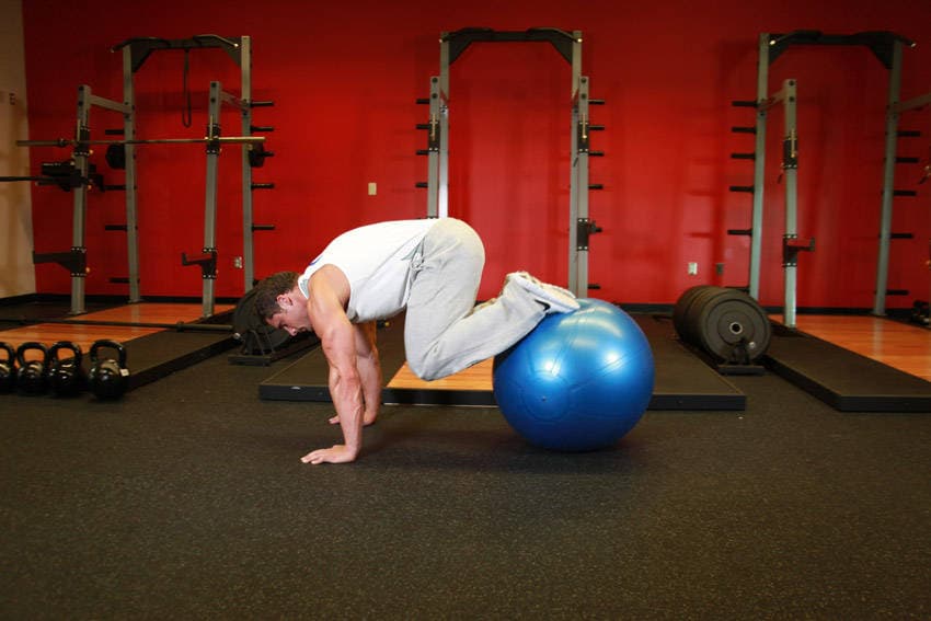 Exercise Ball Pull-In - ending position