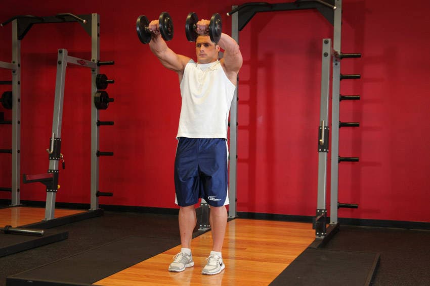 Front Two-Dumbbell Raise - ending position