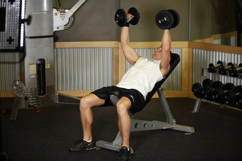 Hammer Grip Incline DB Bench Press - ending position