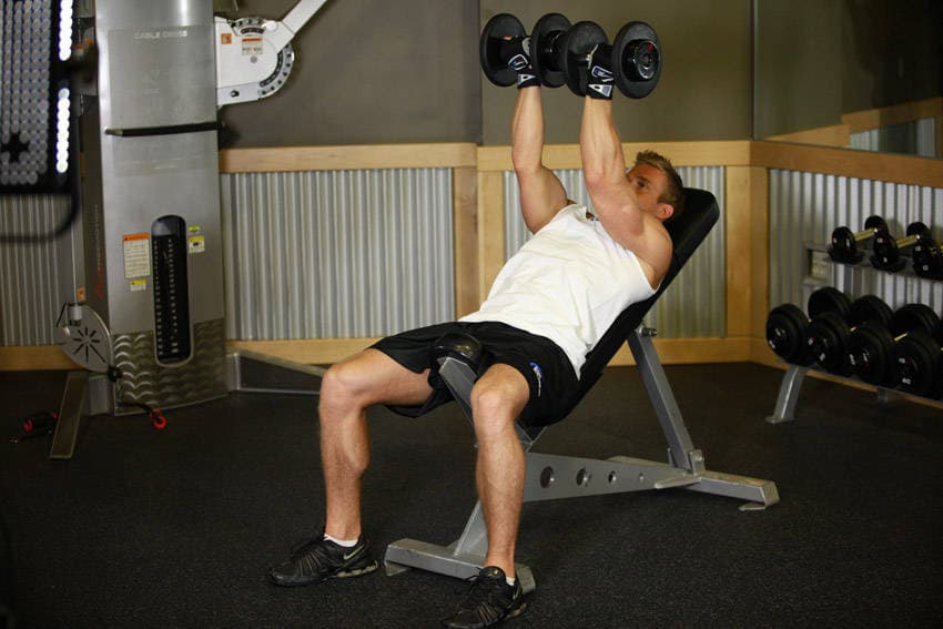 Incline Dumbbell Flyes - With A Twist - ending position