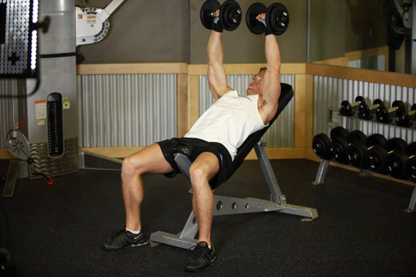 Incline Dumbbell Press - ending position