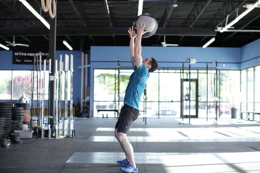 Medicine Ball Scoop Throw - ending position