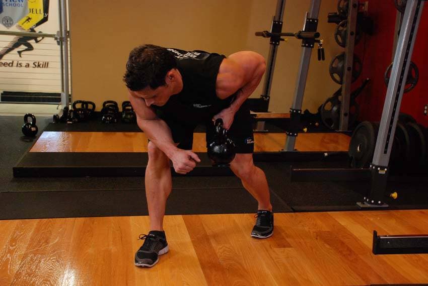 One-Arm Kettlebell Row position 2