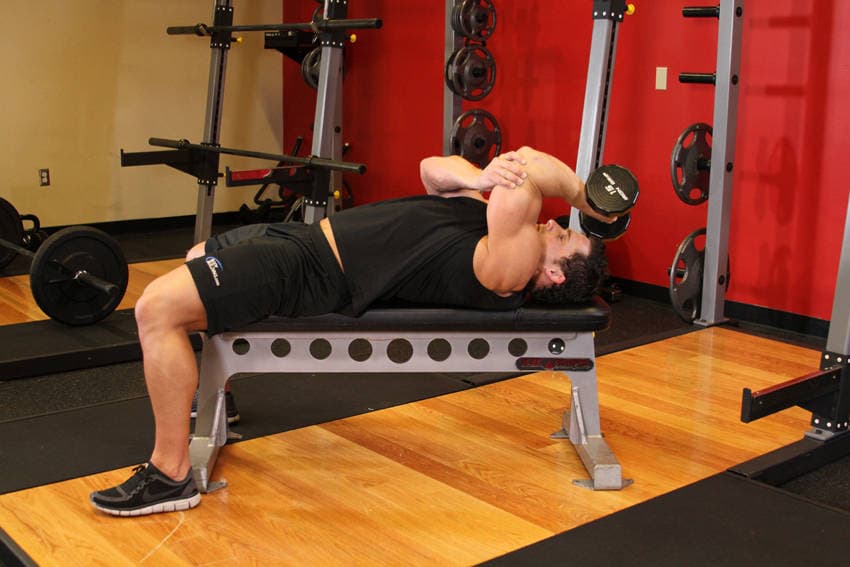 One Arm Pronated Dumbbell Triceps Extension - ending position