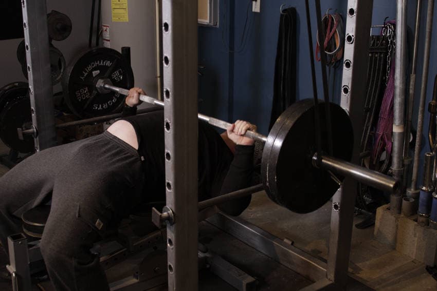 Reverse Band Bench Press - ending position