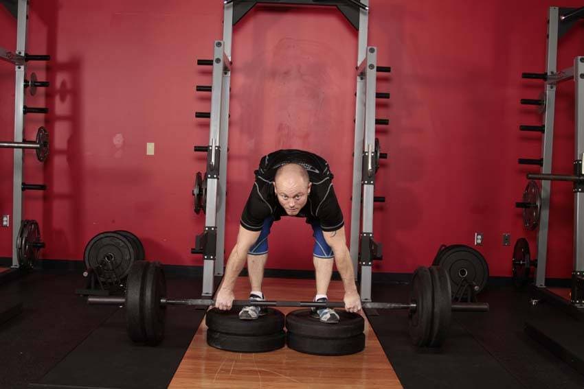 Romanian Deadlift from Deficit - ending position