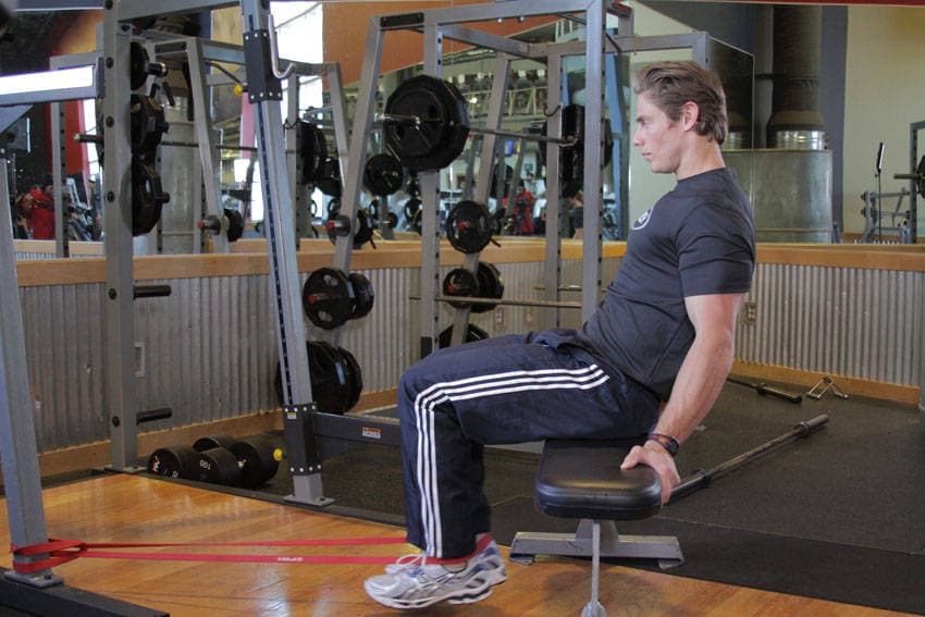 Seated Band Hamstring Curl - ending position