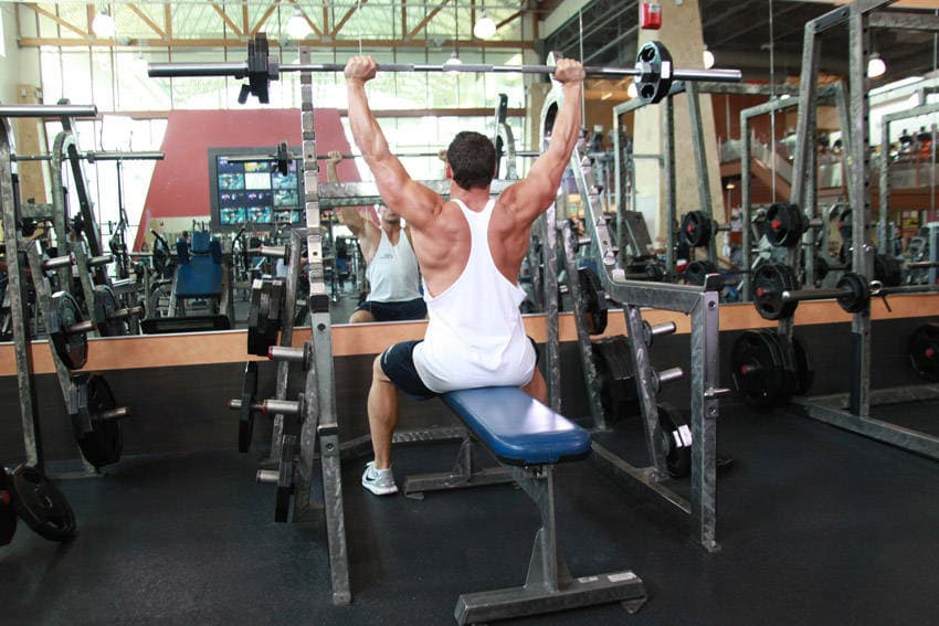 Seated Barbell Military Press - ending position