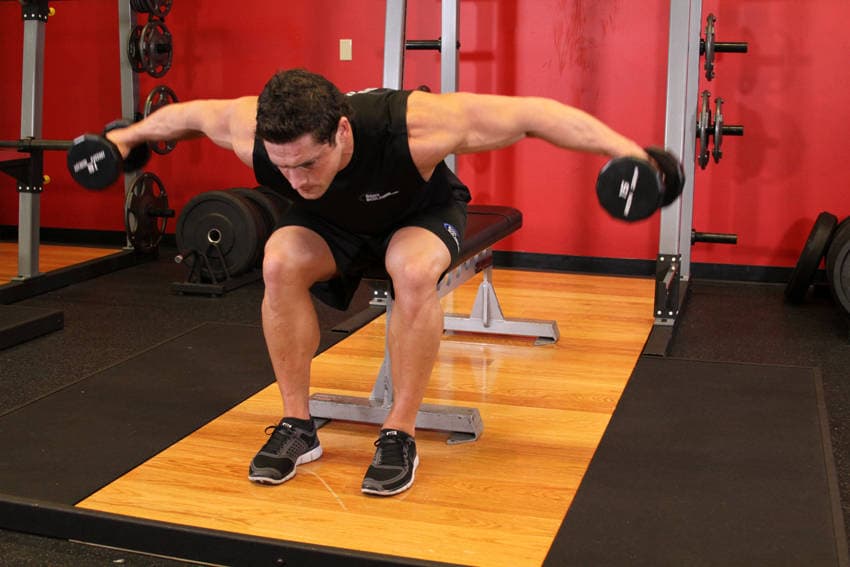 Seated Bent-Over Rear Delt Raise - ending position