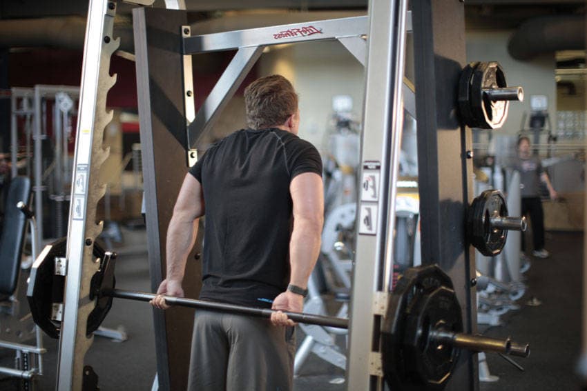 Smith Machine Behind the Back Shrug position 2