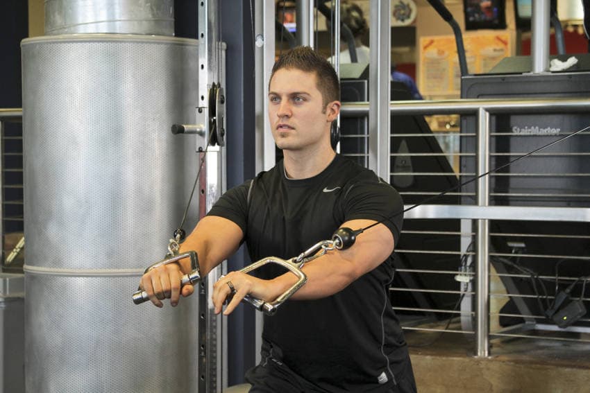 Standing Cable Chest Press - ending position