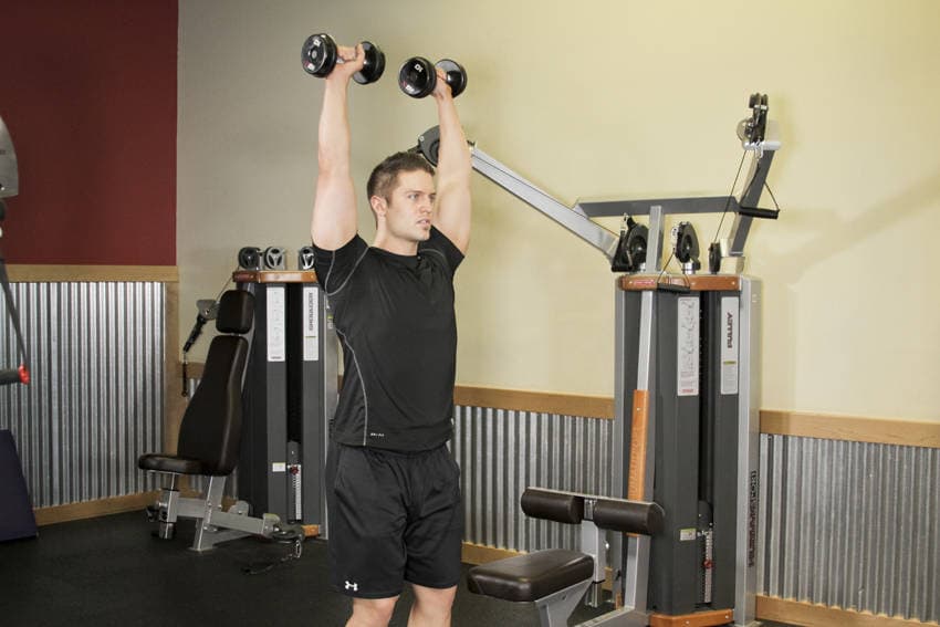 Standing Dumbbell Press - ending position