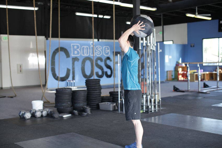 Standing Two-Arm Overhead Throw position 2