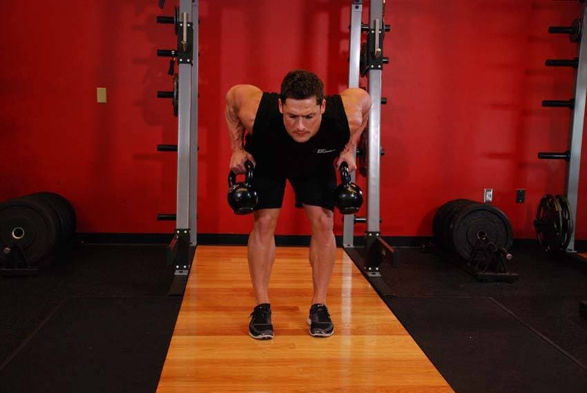 Two-Arm Kettlebell Row - ending position