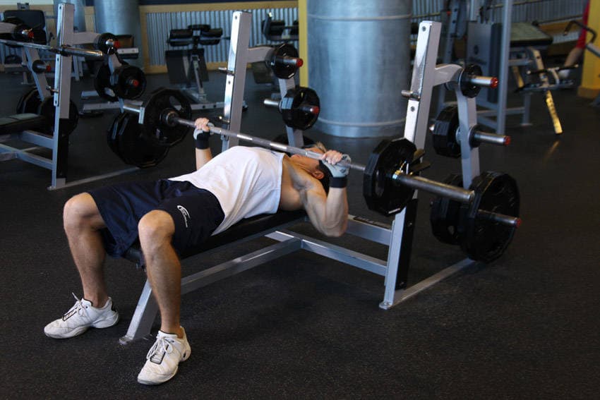 Wide-Grip Barbell Bench Press - ending position